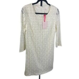 NWT‎ Julie Brown NYC Ivory Lace Dress with Metallic Detail Size 6